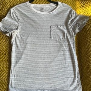 Small White and black striped J.Crew pocket Tee